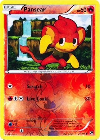 Pansear (21/114) (Energy Reverse Holo) [Black & White: Base Set] - Waypoint Games CA
