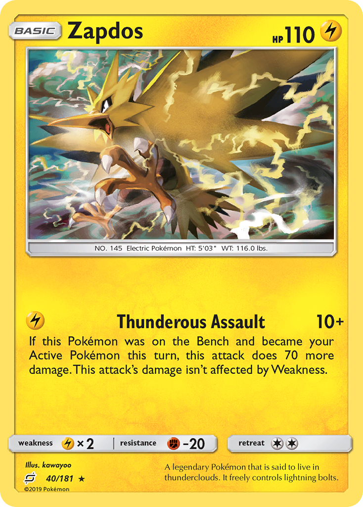 Zapdos (40/181) [Sun & Moon: Team Up] - Waypoint Games CA