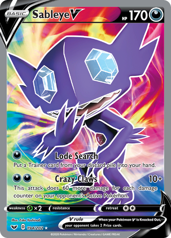 Sableye V (194/202) [Sword & Shield: Base Set] - Waypoint Games CA