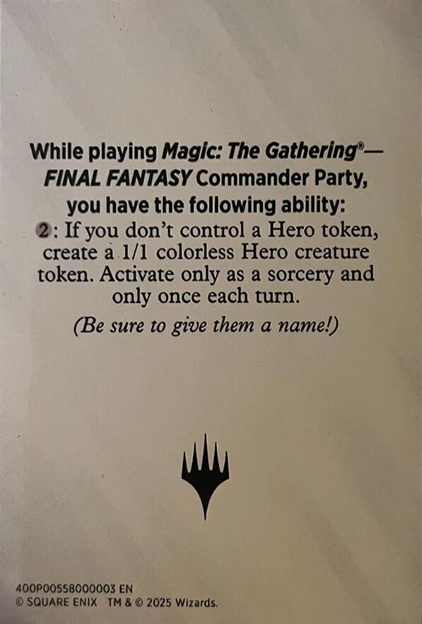 Blank Hero Token [FINAL FANTASY Tokens] - Waypoint Games CA