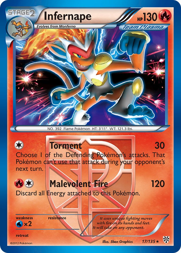 Infernape (17/135) (Theme Deck Exclusive) [Black & White: Plasma Storm] - Waypoint Games CA