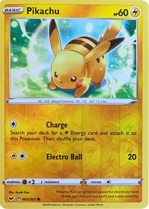 Pikachu (065/202) (Reverse Cosmos Holo) [Sword & Shield: Base Set] - Waypoint Games CA