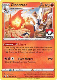 Cinderace (034/202) (League Promo) [Sword & Shield: Base Set] - Waypoint Games CA