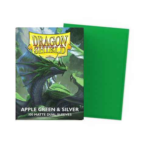 Dragon Shield Dual Matte Apple Green Silver Sleeves 100ct