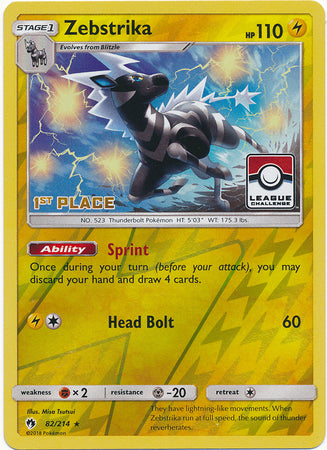 Zebstrika (82/214) (League Promo 1st Place) [Sun & Moon: Lost Thunder] - Waypoint Games CA
