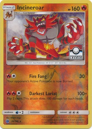 Incineroar (26/149) (League Promo) [Sun & Moon: Base Set] - Waypoint Games CA