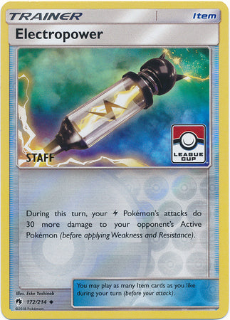 Electropower (172/214) (League Promo Staff) [Sun & Moon: Lost Thunder] - Waypoint Games CA
