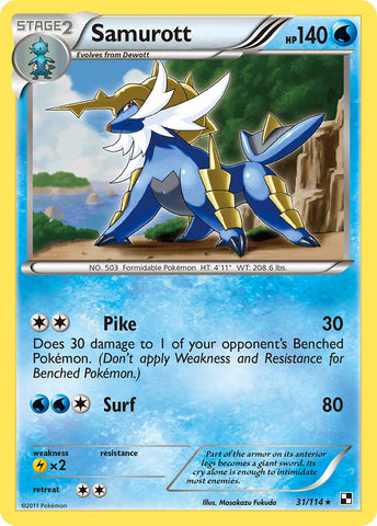 Samurott (31/114) (Theme Deck Exclusive) [Black & White: Base Set] - Waypoint Games CA