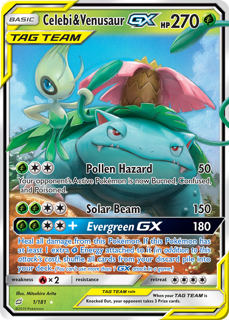 Celebi & Venusaur GX (1/181) [Sun & Moon: Team Up] - Waypoint Games CA