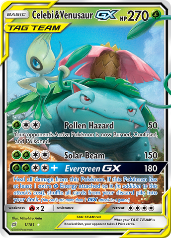 Celebi & Venusaur GX (1/181) [Sun & Moon: Team Up] - Waypoint Games CA