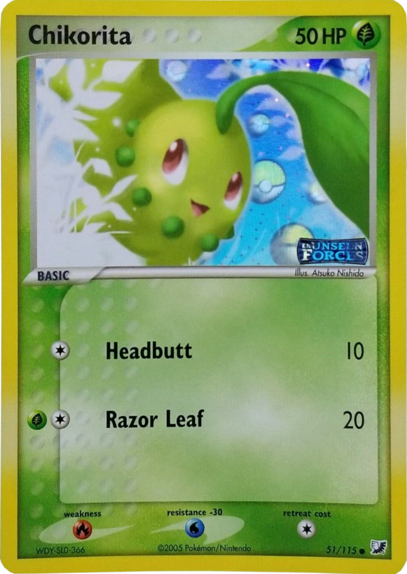 Chikorita (51/115) (Stamped) [EX: Unseen Forces] - Waypoint Games CA