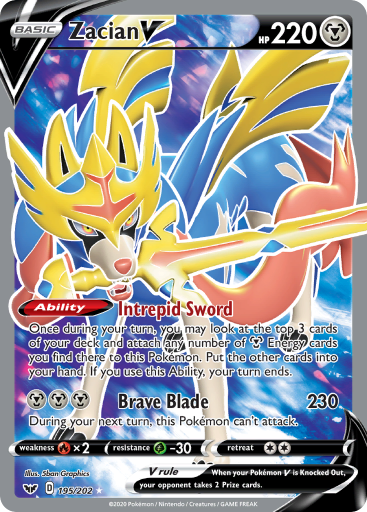 Zacian V (195/202) [Sword & Shield: Base Set] - Waypoint Games CA