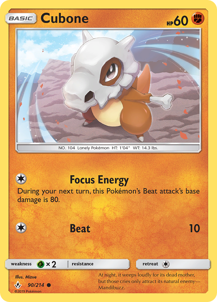 Cubone (90/214) [Sun & Moon: Unbroken Bonds] - Waypoint Games CA