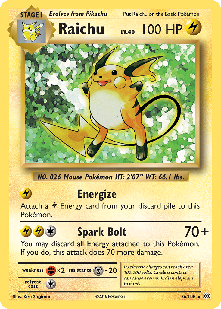 Raichu (36/108) [XY: Evolutions] - Waypoint Games CA