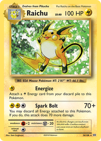 Raichu (36/108) [XY: Evolutions] - Waypoint Games CA