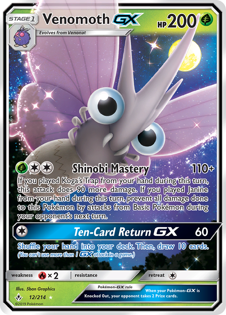 Venomoth GX (12/214) [Sun & Moon: Unbroken Bonds] - Waypoint Games CA