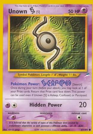 Unown [S] (87/105) [Neo Destiny Unlimited] - Waypoint Games CA