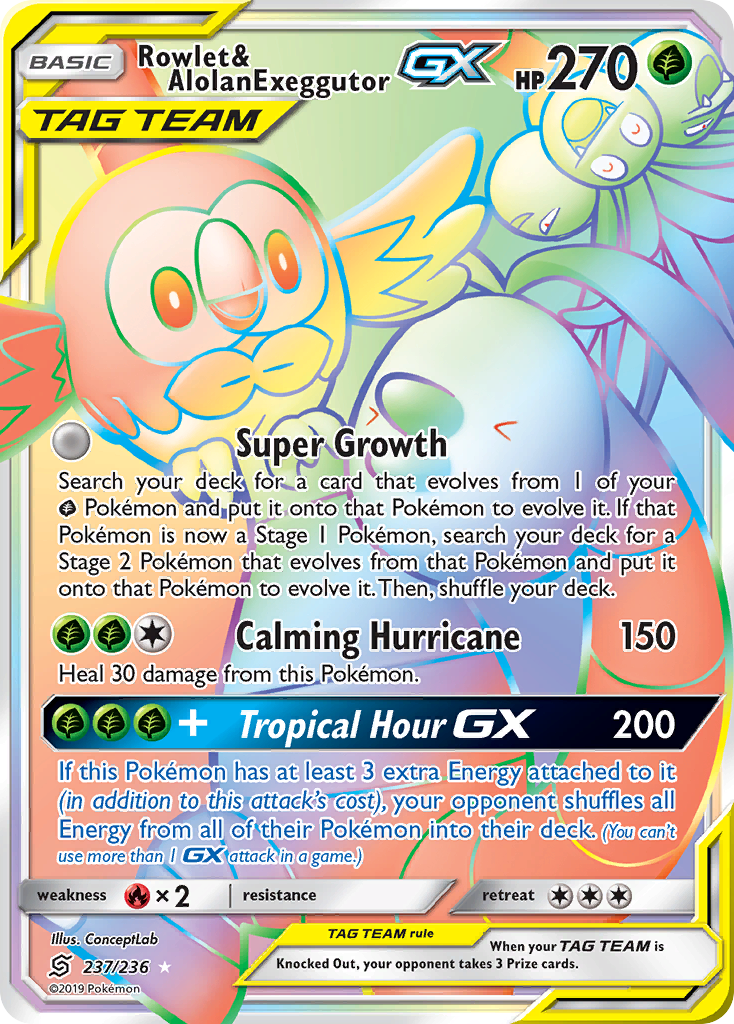 Rowlet & Alolan Exeggutor GX (237/236) [Sun & Moon: Unified Minds] - Waypoint Games CA