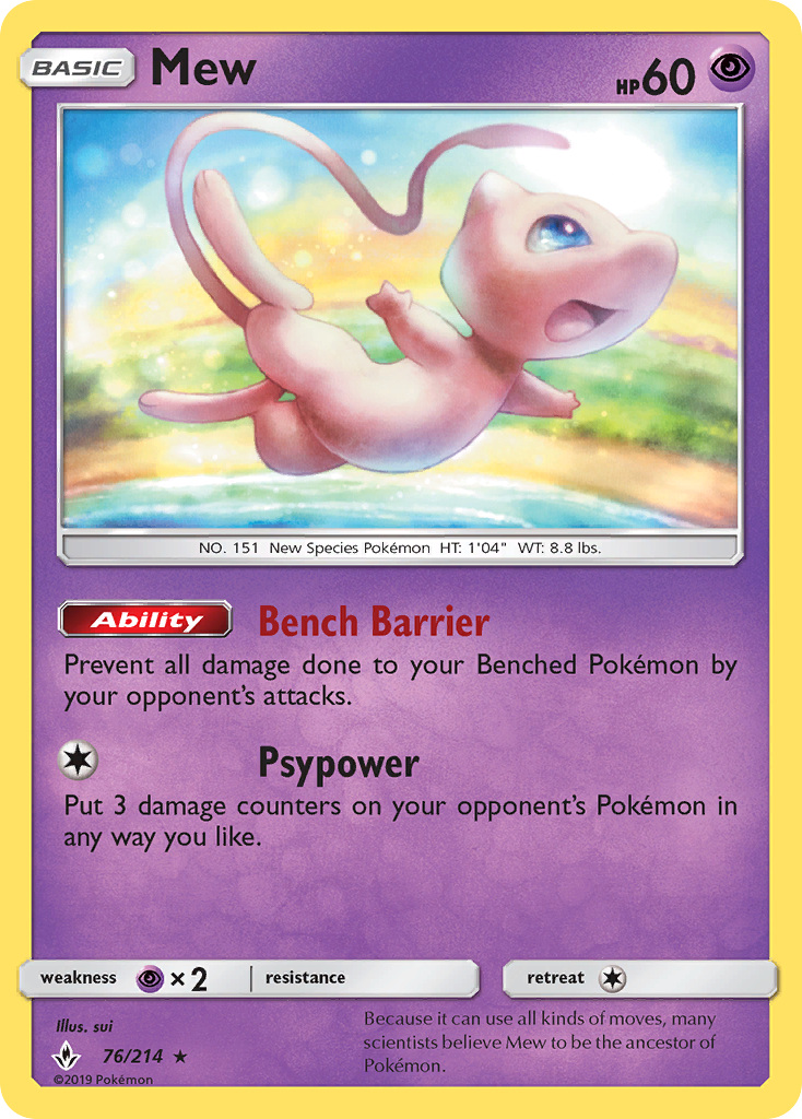 Mew (76/214) [Sun & Moon: Unbroken Bonds] - Waypoint Games CA