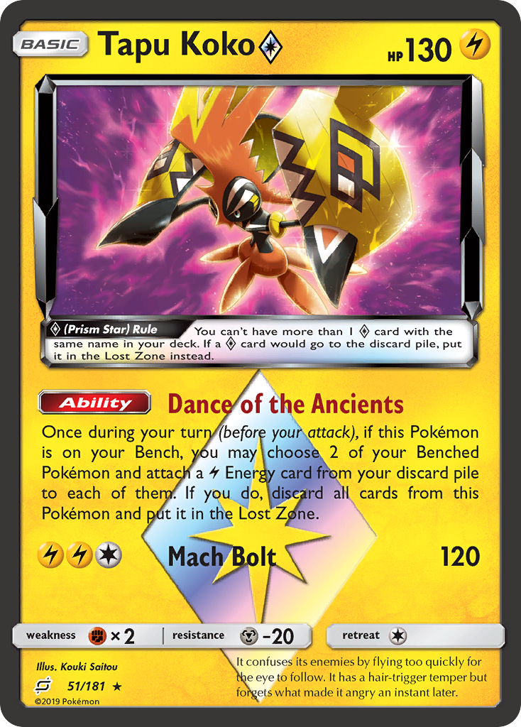 Tapu Koko (51/181) (Prism Star) [Sun & Moon: Team Up] - Waypoint Games CA