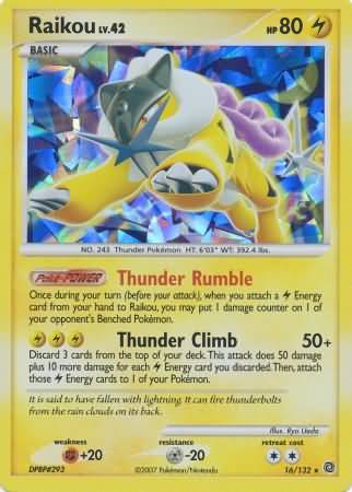 Raikou (16/132) (Cracked Ice Holo) [Diamond & Pearl: Secret Wonders] - Waypoint Games CA