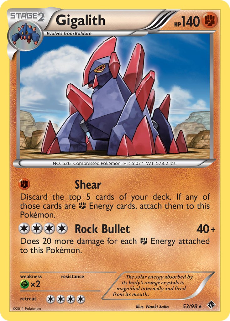 Gigalith (53/98) (Cracked Ice Holo) (Blister Exclusive) [Black & White: Emerging Powers] - Waypoint Games CA