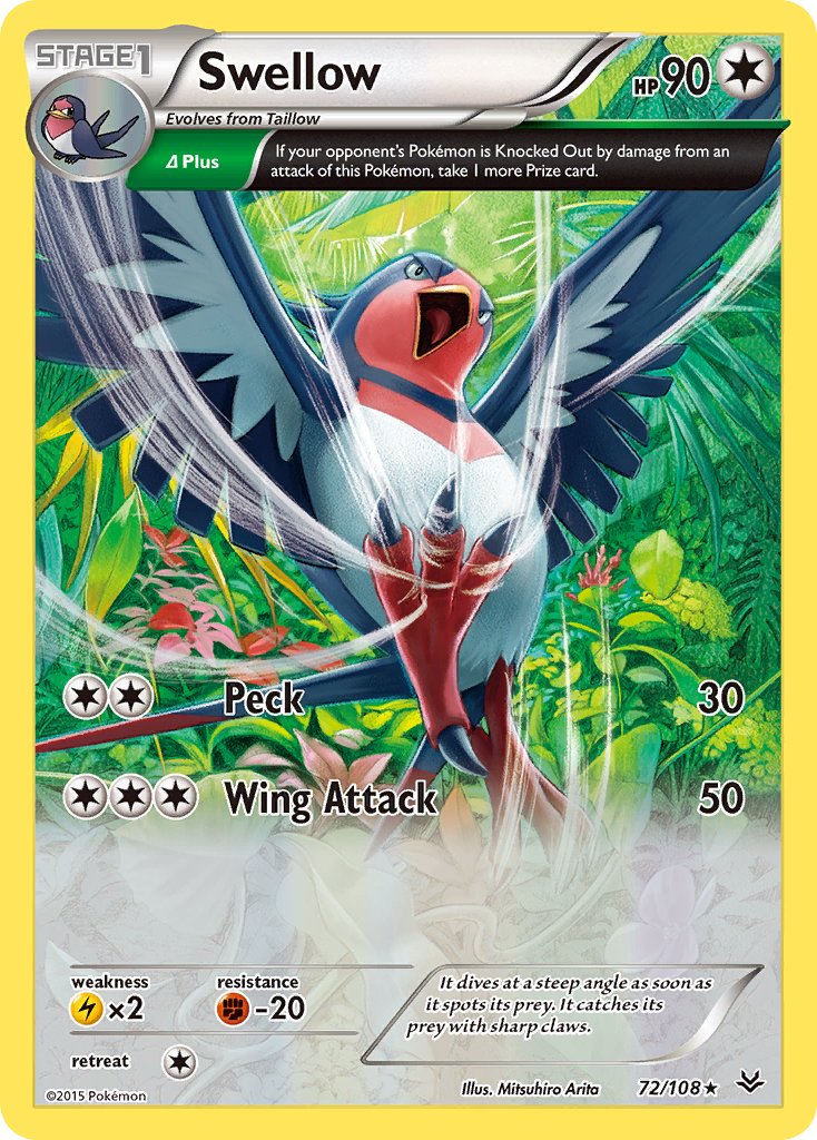 Swellow (72/108) (Theme Deck Exclusive) [XY: Roaring Skies] - Waypoint Games CA
