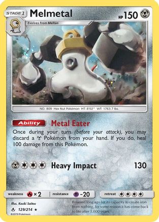 Melmetal (129/214) (Cosmos Holo) [Sun & Moon: Unbroken Bonds] - Waypoint Games CA