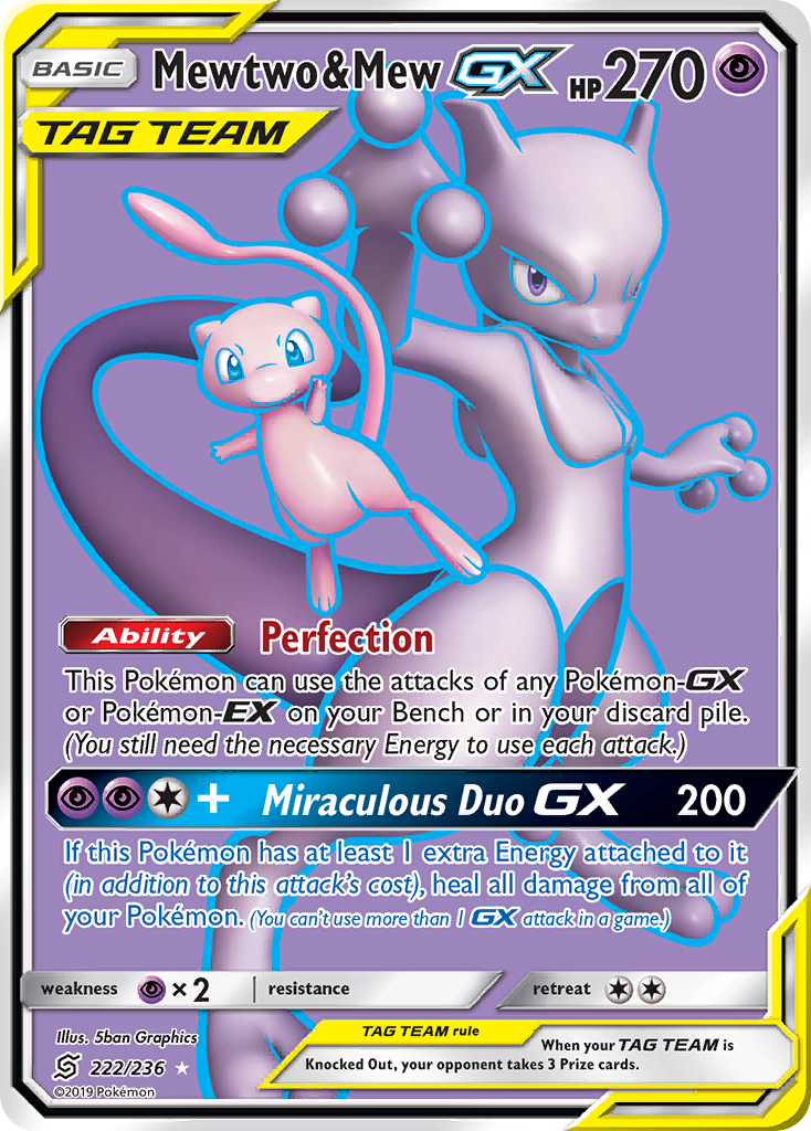 Mewtwo & Mew GX (222/236) [Sun & Moon: Unified Minds] - Waypoint Games CA
