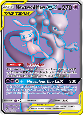 Mewtwo & Mew GX (222/236) [Sun & Moon: Unified Minds] - Waypoint Games CA