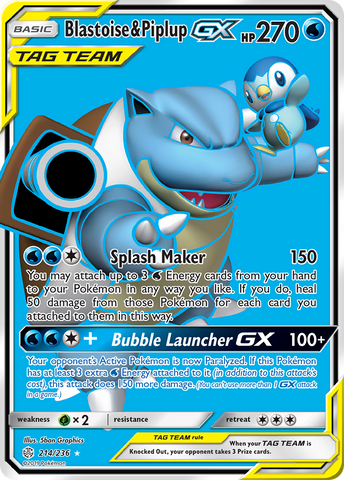 Blastoise & Piplup GX (214/236) [Sun & Moon: Cosmic Eclipse] - Waypoint Games CA