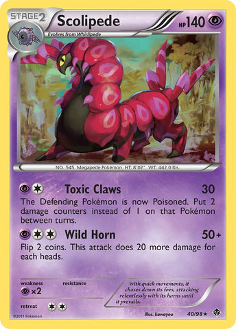Scolipede (40/98) (Theme Deck Exclusive) [Black & White: Emerging Powers] - Waypoint Games CA
