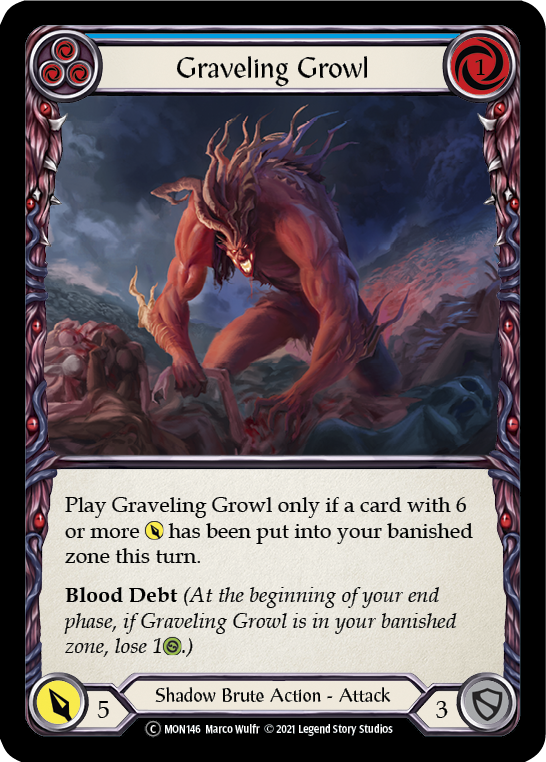 Graveling Growl (Blue) [U-MON146-RF] (Monarch Unlimited)  Unlimited Rainbow Foil - Waypoint Games CA