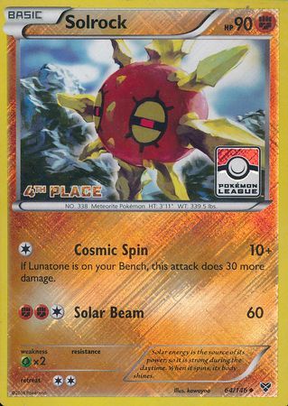 Solrock (64/146) (4th Place League Challenge Promo) [XY: Base Set] - Waypoint Games CA