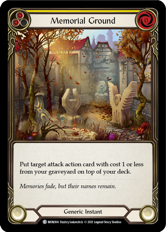 Memorial Ground (Yellow) [MON304-RF] (Monarch)  1st Edition Rainbow Foil - Waypoint Games CA