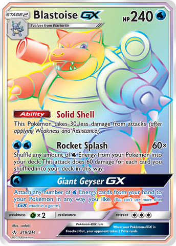 Blastoise GX (218/214) [Sun & Moon: Unbroken Bonds] - Waypoint Games CA