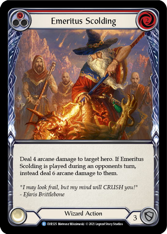 Emeritus Scolding (Red) [EVR125] (Everfest)  1st Edition Rainbow Foil - Waypoint Games CA