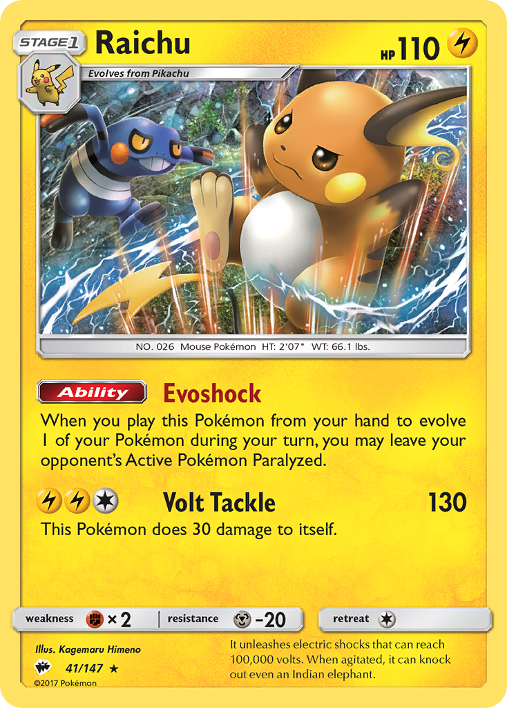 Raichu (41/147) [Sun & Moon: Burning Shadows] - Waypoint Games CA