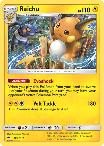 Raichu (41/147) [Sun & Moon: Burning Shadows] - Waypoint Games CA