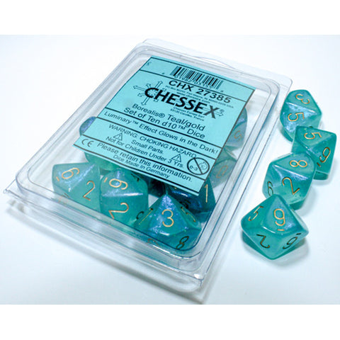 Set of Ten d10 Borealis™ Polyhedral Dice Set