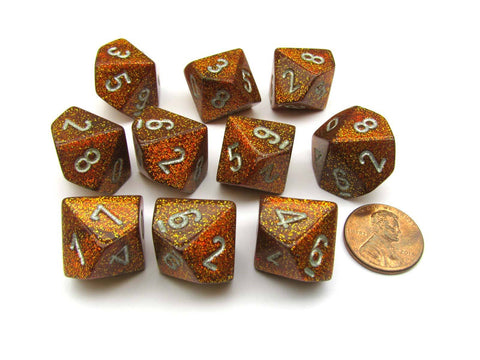 Chessex:  Set of Ten d10 Glitter Polyhedral Dice Set