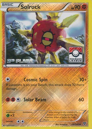 Solrock (64/146) (2nd Place League Challenge Promo) [XY: Base Set] - Waypoint Games CA