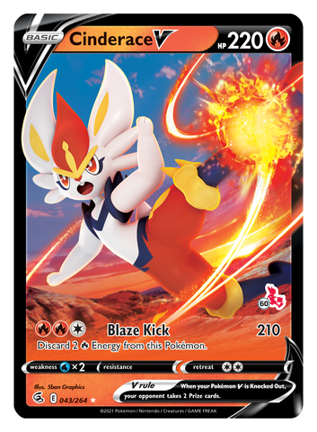 Cinderace V (043/264) (Cinderace Stamp #60) [Battle Academy 2022] - Waypoint Games CA