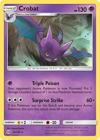Crobat (56/149) (Prerelease Kit Exclusive) (Theme Deck Exclusive) [Sun & Moon: Base Set] - Waypoint Games CA