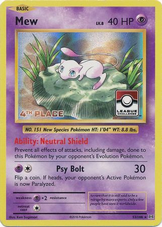 Mew (53/108) (League Promo 4th Place) [XY: Evolutions] - Waypoint Games CA