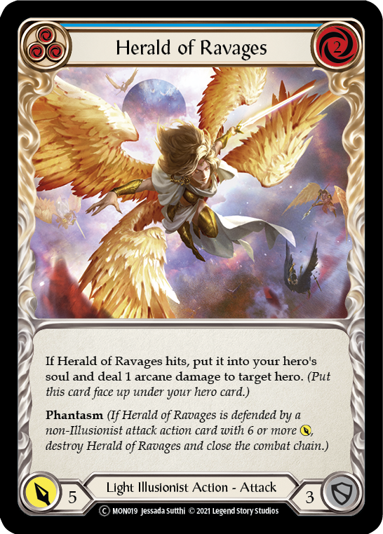 Herald of Ravages (Blue) [U-MON019-RF] (Monarch Unlimited)  Unlimited Rainbow Foil - Waypoint Games CA