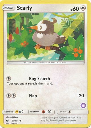 Starly (81/111) (Deck Exclusive #15) [Sun & Moon: Trainer Kit - Alolan Sandslash] - Waypoint Games CA