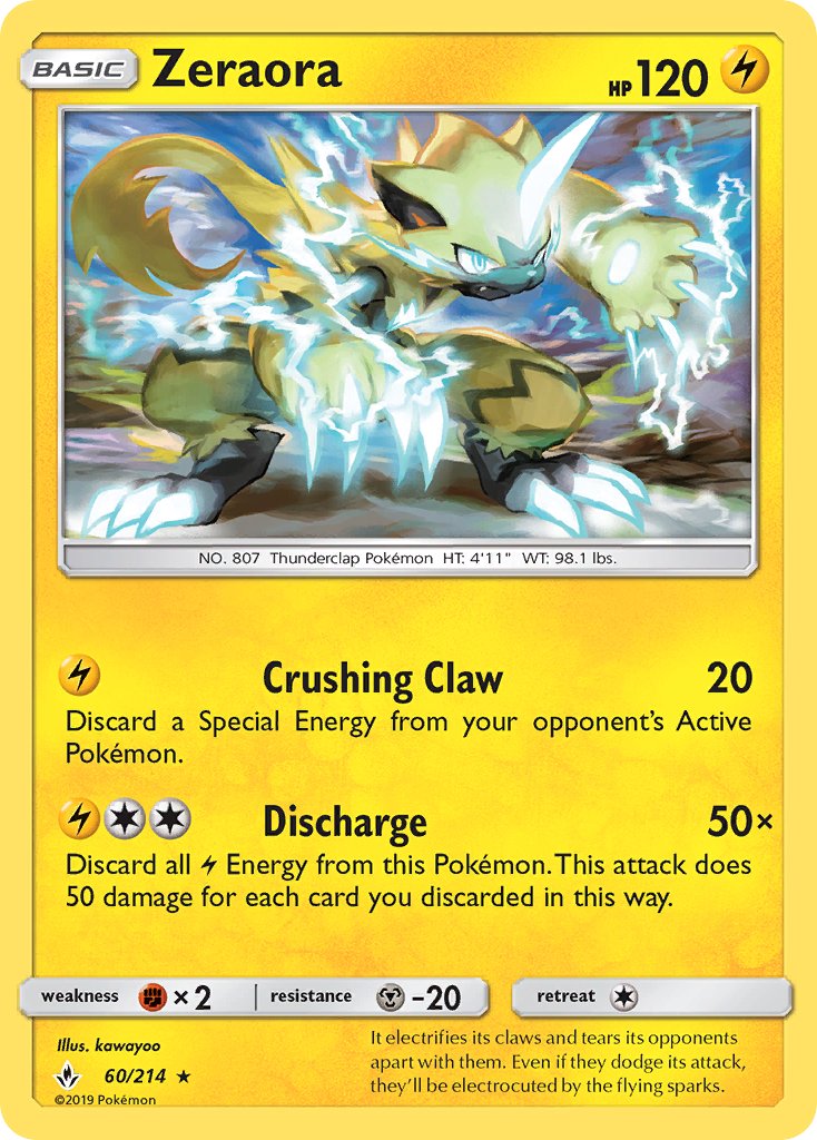 Zeraora (60/214) (Cracked Ice Holo) (Theme Deck Exclusive) [Sun & Moon: Unbroken Bonds] - Waypoint Games CA