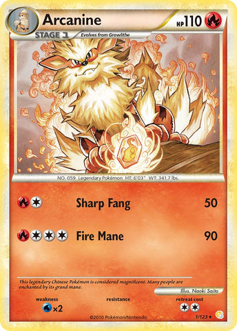 Arcanine (1/123) (Theme Deck Exclusive) [HeartGold & SoulSilver: Base Set] - Waypoint Games CA