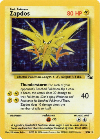 Zapdos (15/62) [Fossil Unlimited] - Waypoint Games CA